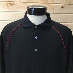 Footjoy Golf Polo L Black with Red Stripes